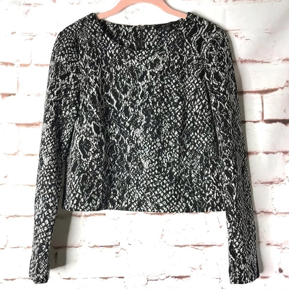 ELLA MOSS S Black and White long sleeve knit top Size Small - Picture 9 of 14